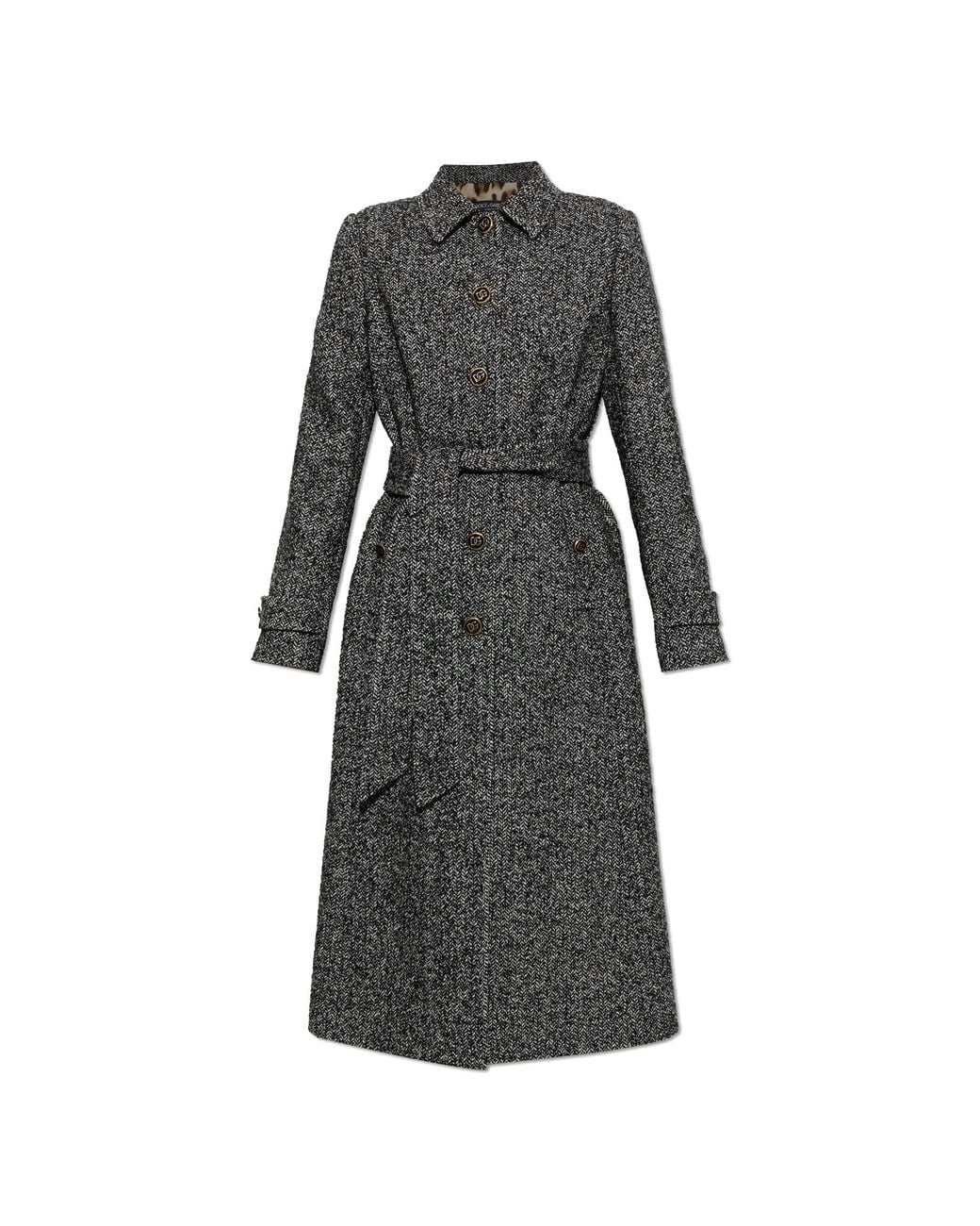 Dolce & Gabbana Black Wool Coat With Belt