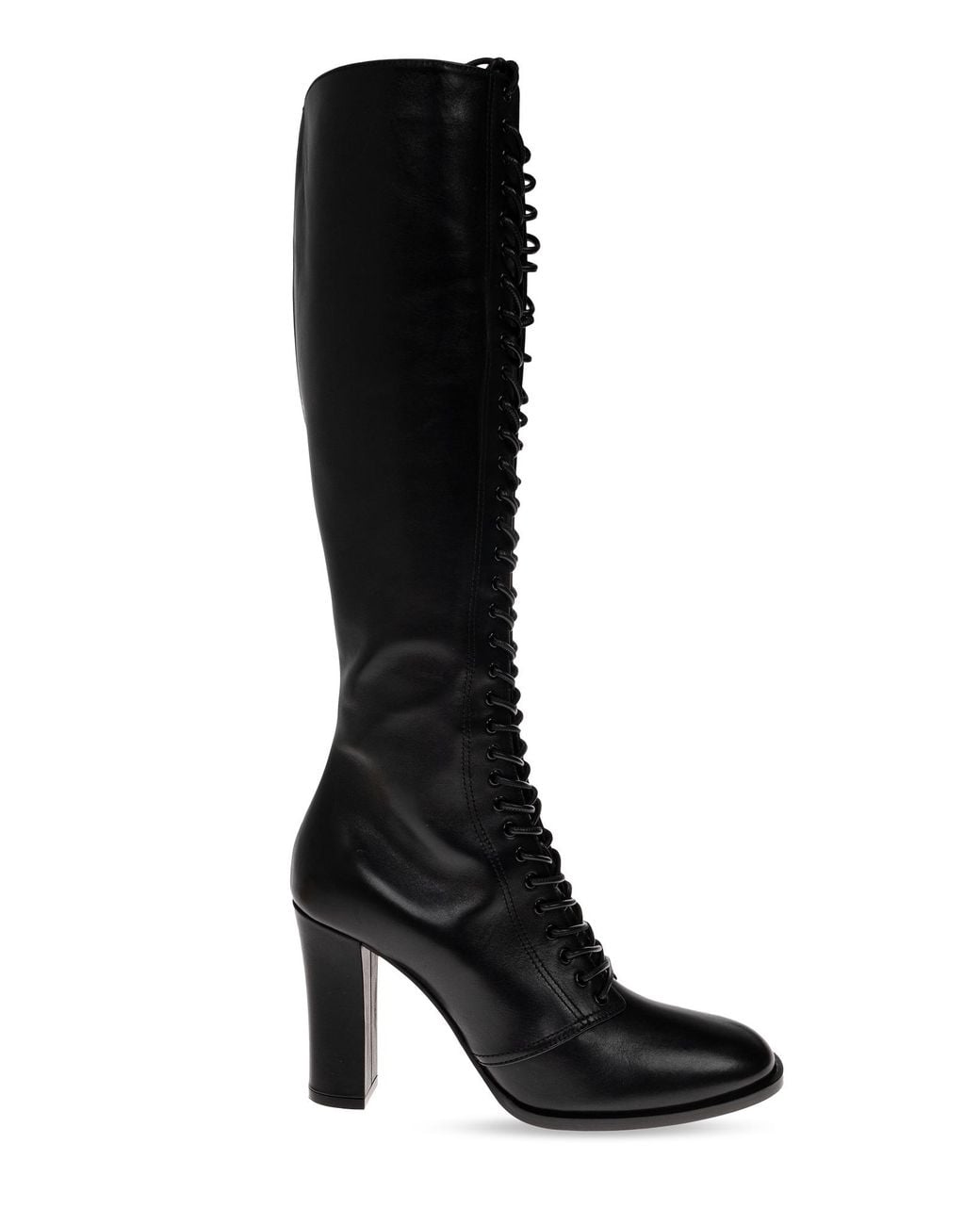 Dolce & Gabbana Black Leather Heeled Knee Boots