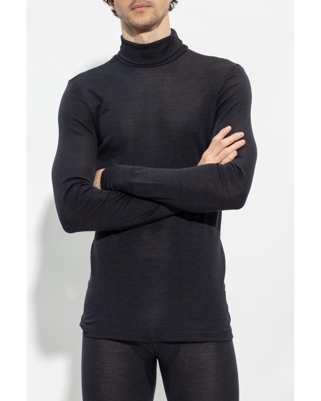 Hanro Blue Turtleneck Sweater With Long Sleeves for men