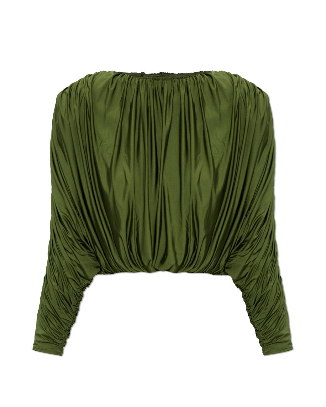 Self-Portrait Green Draped Top With Shoulder Pads