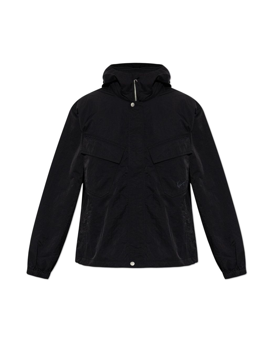 KENZO Black Jacket With Hood for men