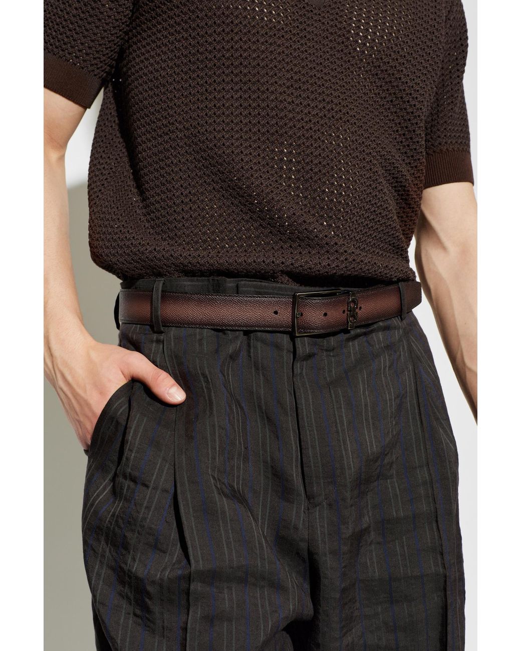 Ferragamo Brown Leather Belt for men