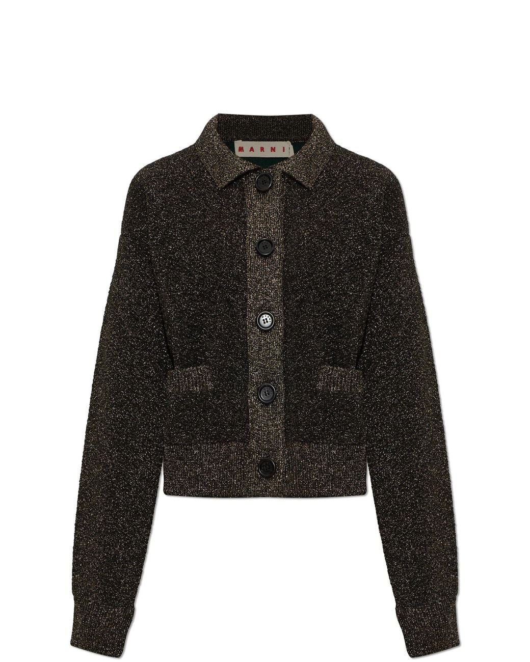 Marni Black Wool Cardigan With Collar