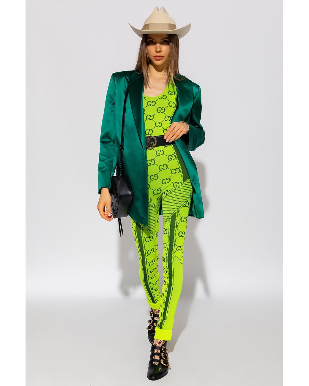 Gucci Monogrammed Jumpsuit in Green Lyst