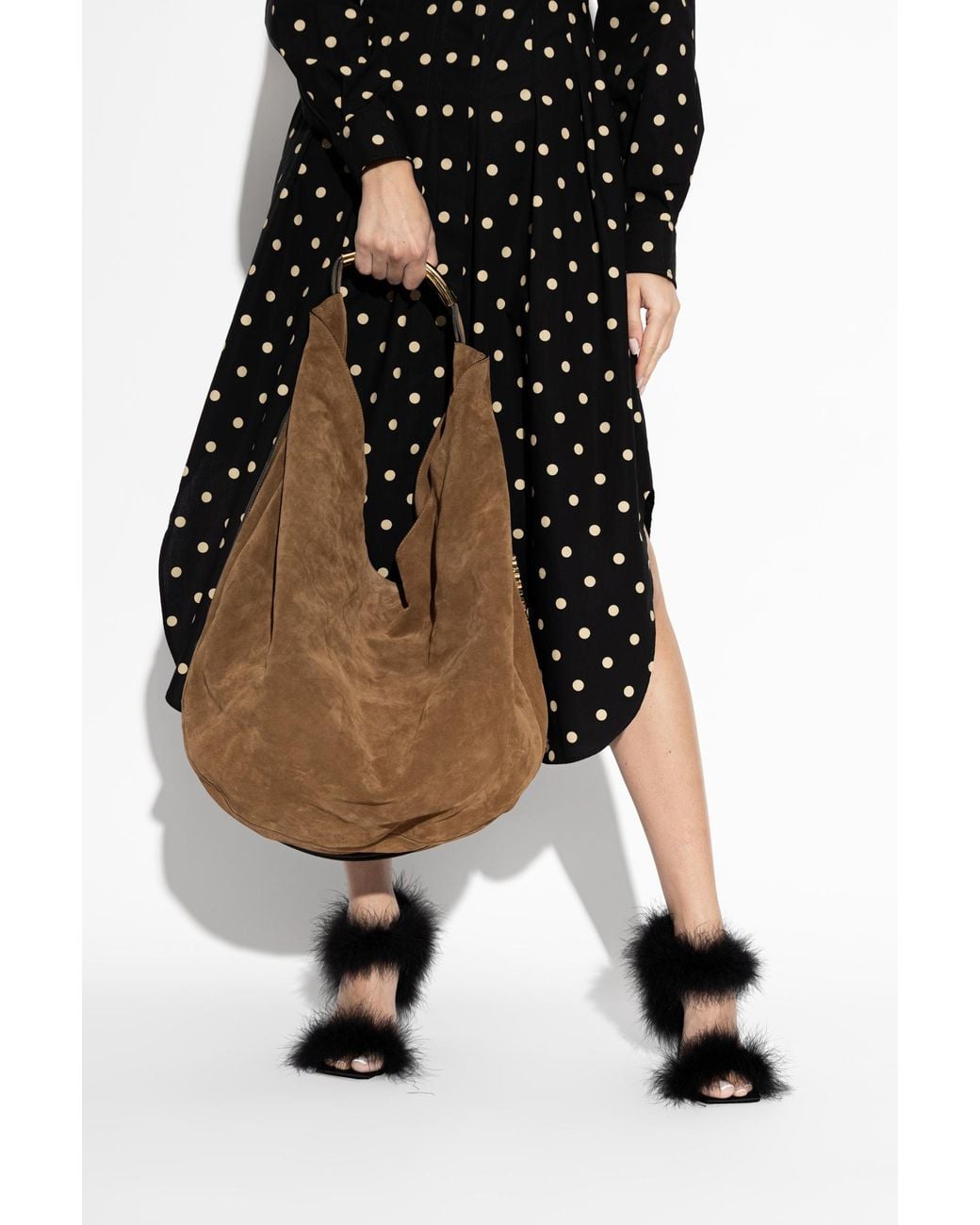 Moschino Brown Suede Shopper Bag