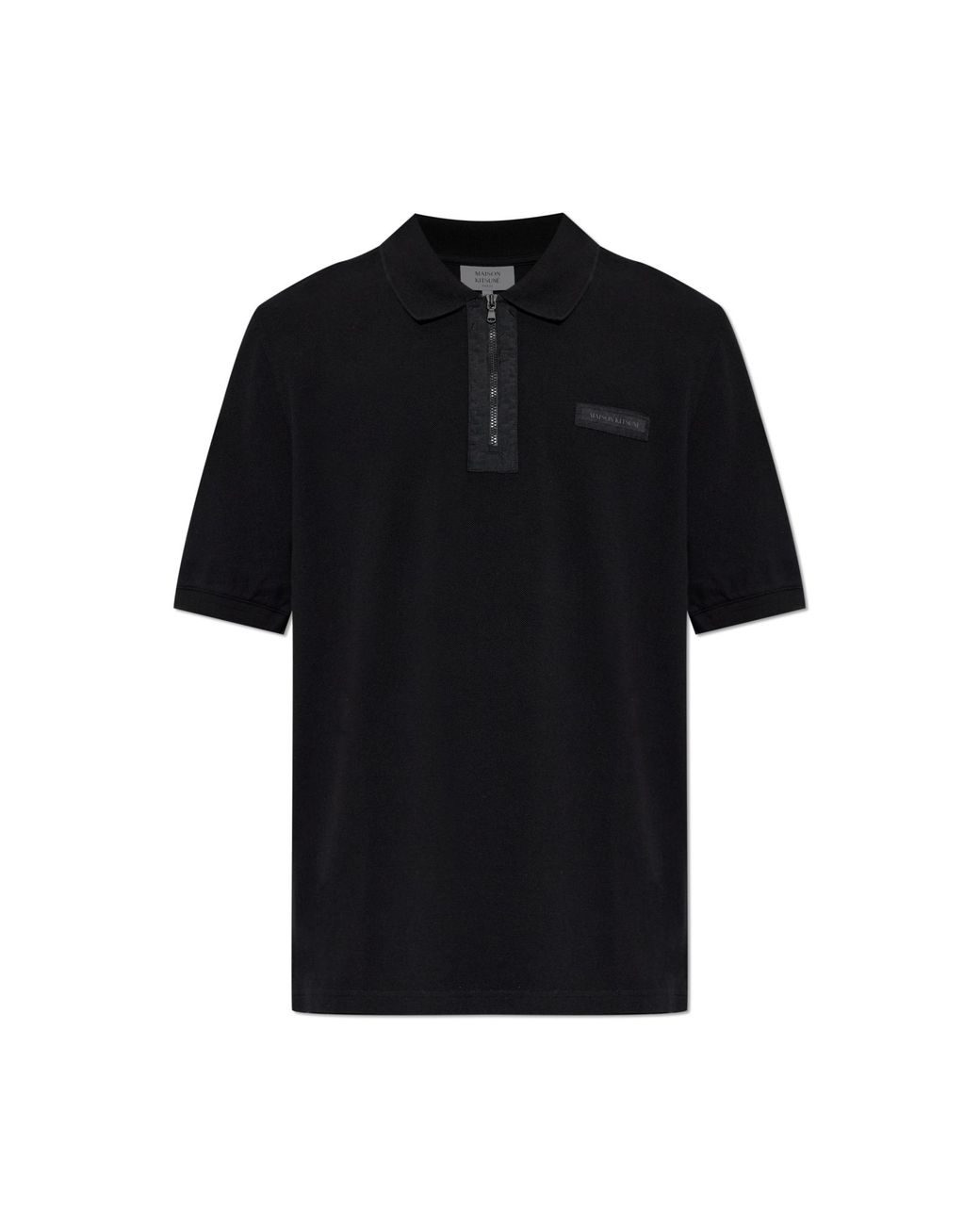 Maison Kitsuné Black Polo With Logo Patch for men