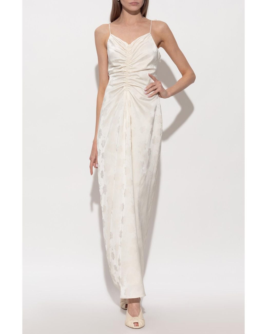 ROTATE BIRGER CHRISTENSEN White Satin Dress With Floral Motif