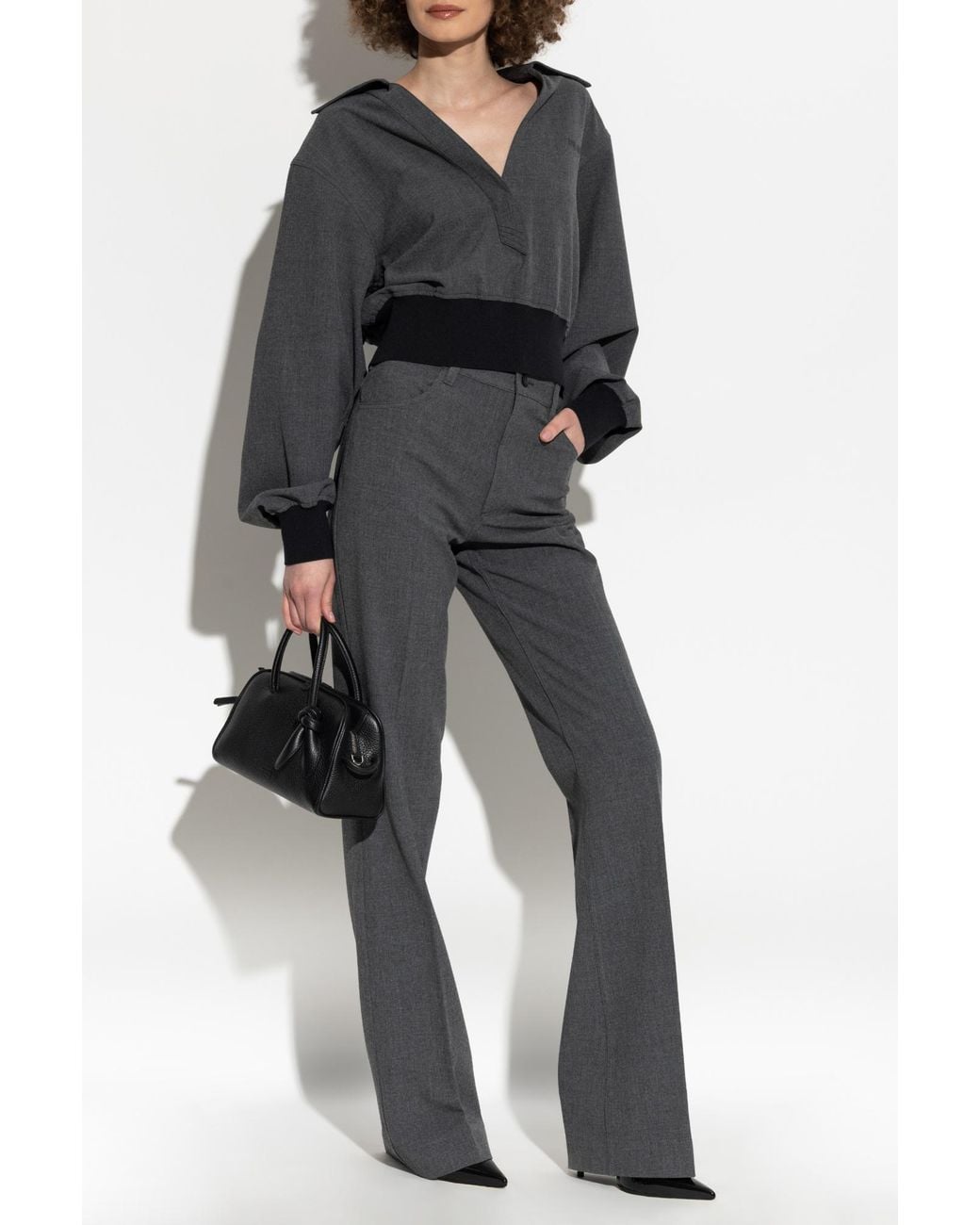 The Attico Black Sweatshirt With Collar