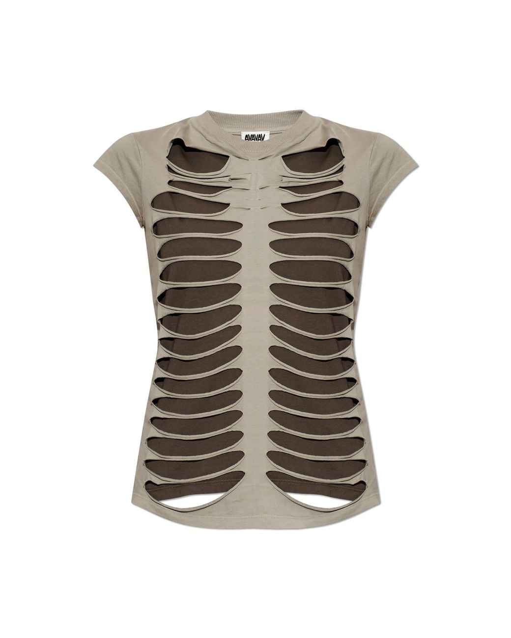 AVAVAV Gray Top With Decorative Slits
