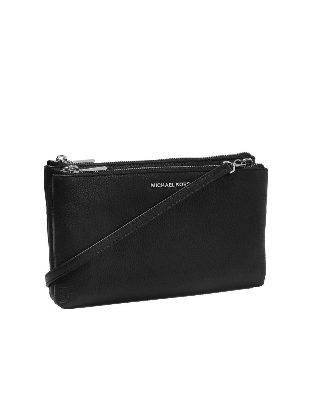 Michael Kors Women's Black Adele Leather Double Zip Crossbody Bag