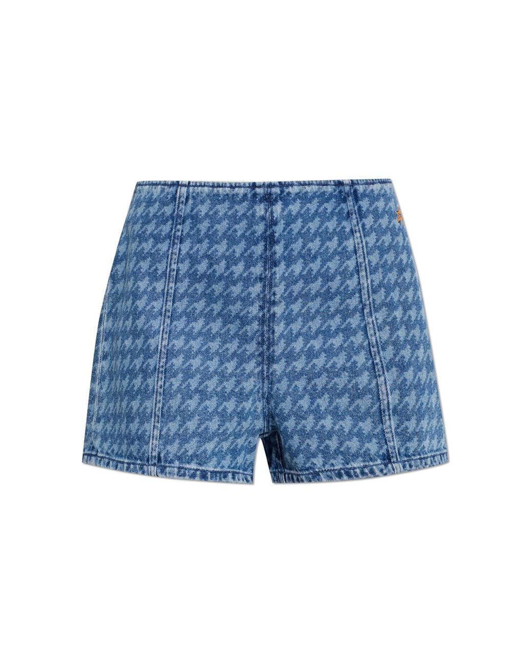 Perfect Moment Blue Denim Shorts With Houndstooth Pattern