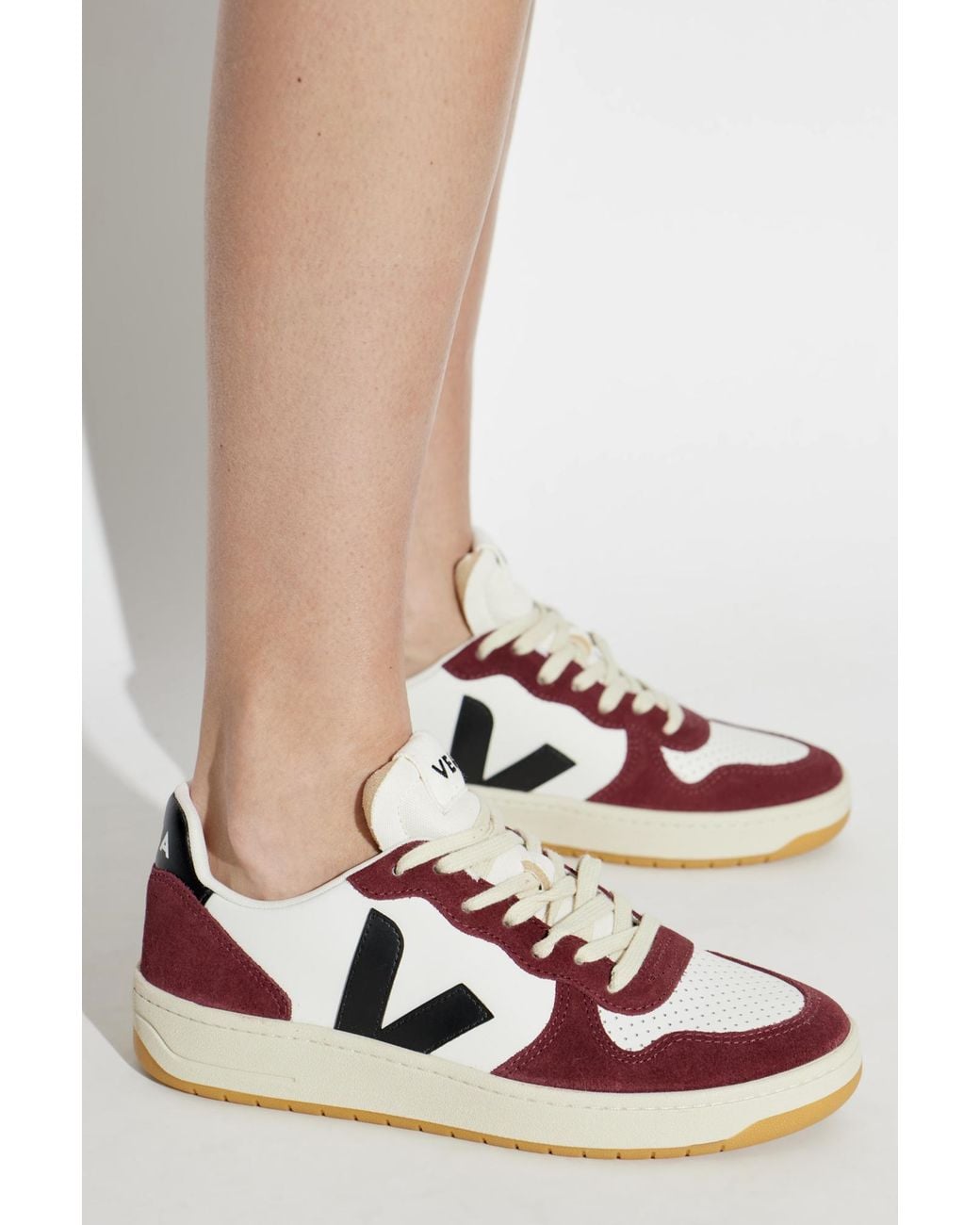 Veja White "V-10 Prime Leather" Sports Shoes