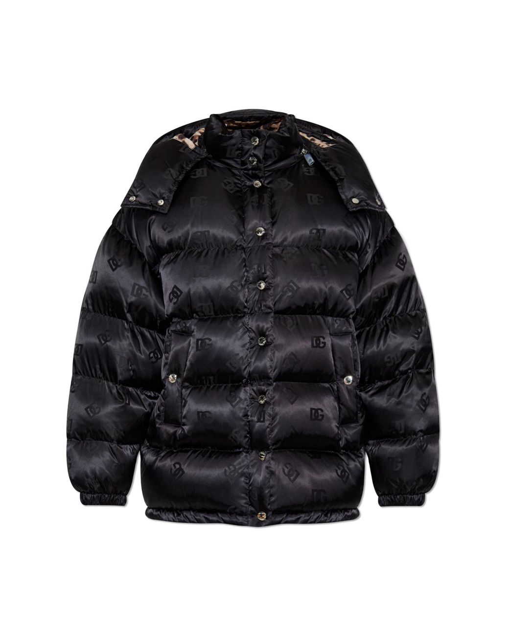 Dolce & Gabbana Black Quilted Logo-Print Down Jacket