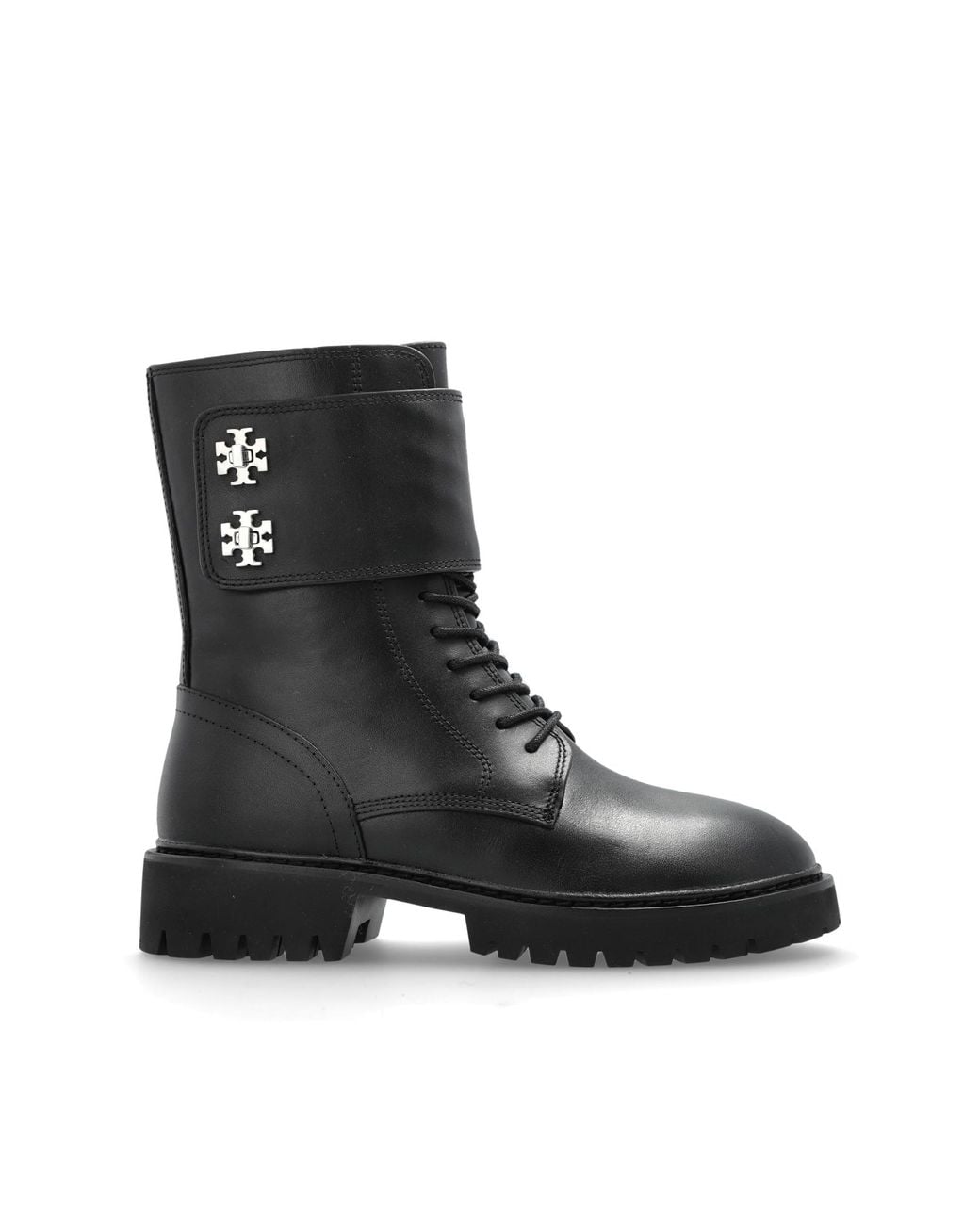 Tory Burch Black Leather Ankle Boots 'Turnlock'