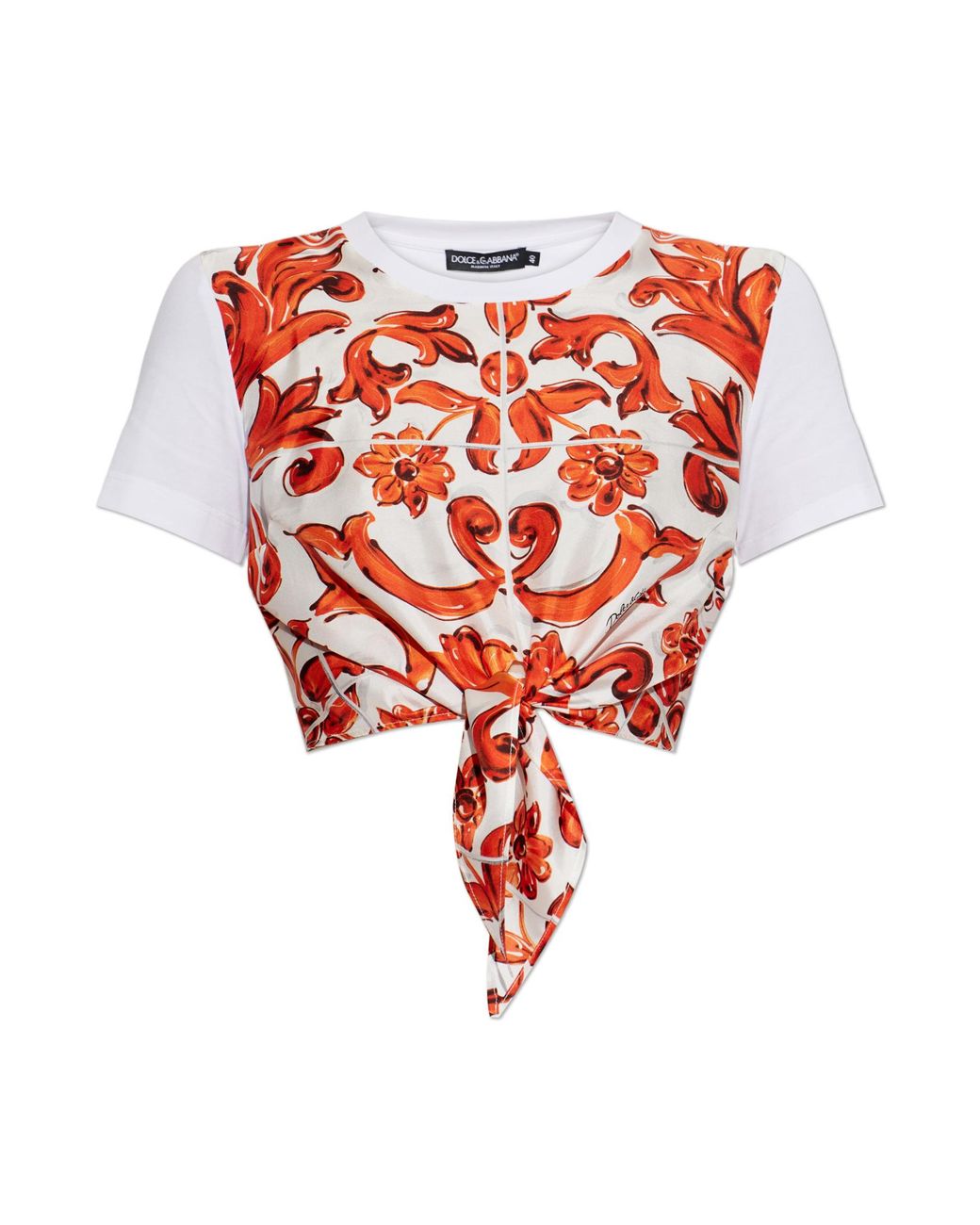 Dolce & Gabbana Red T-Shirt With "Majolica" Print