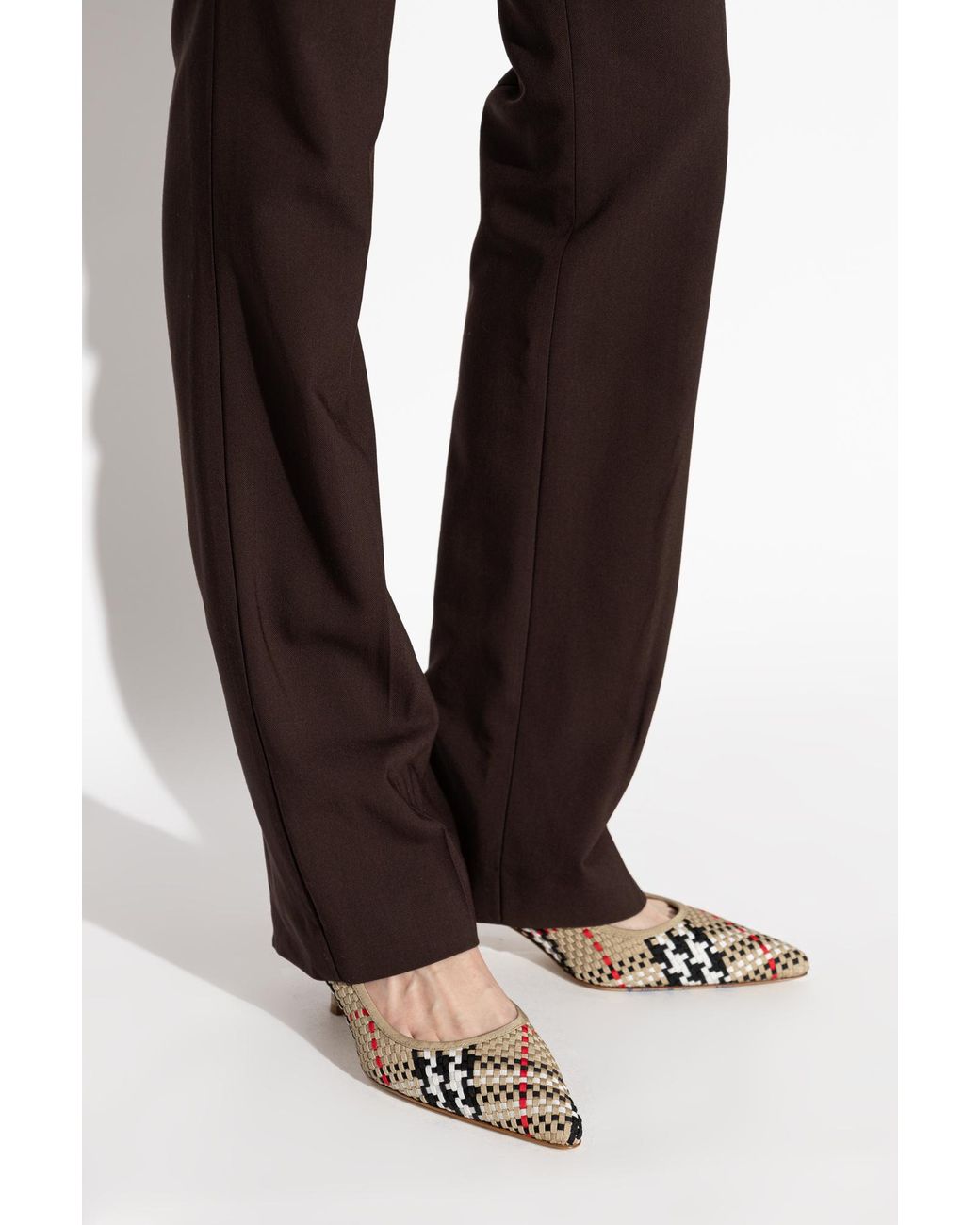 Burberry White "Dame Pump" Heeled Shoes