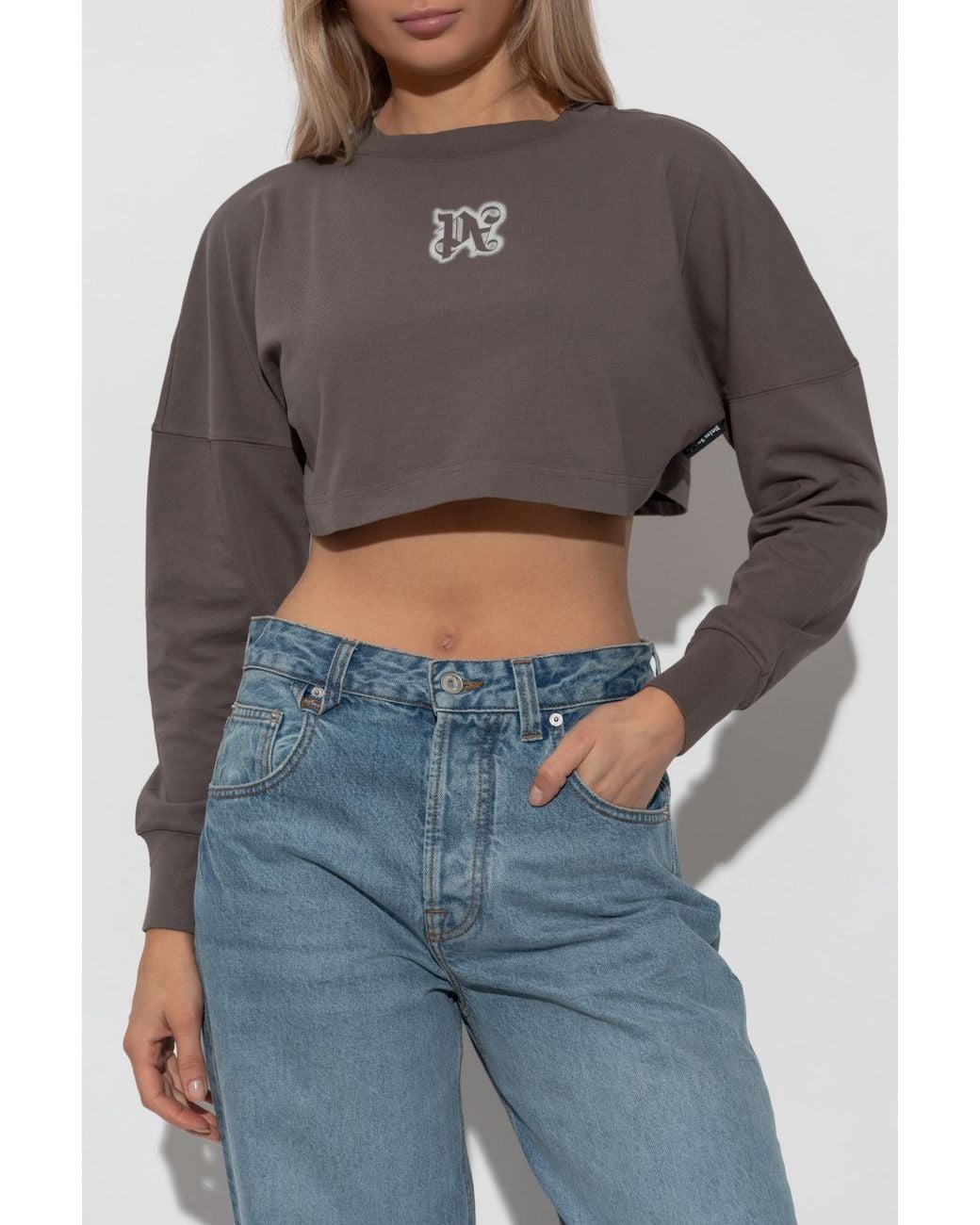 Palm Angels Brown Short Top With Long Sleeves