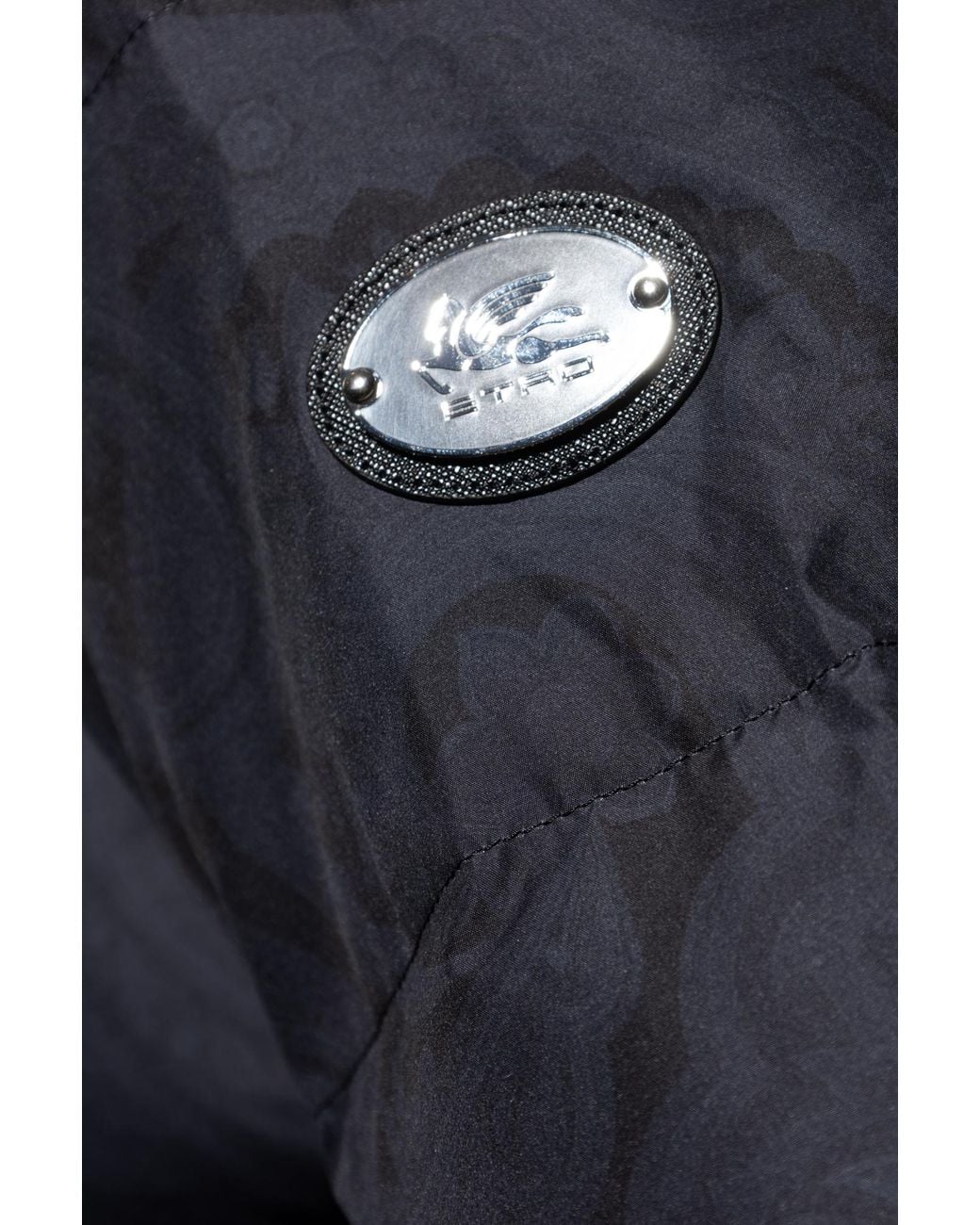Etro Black Down Jacket With Detachable Hood for men