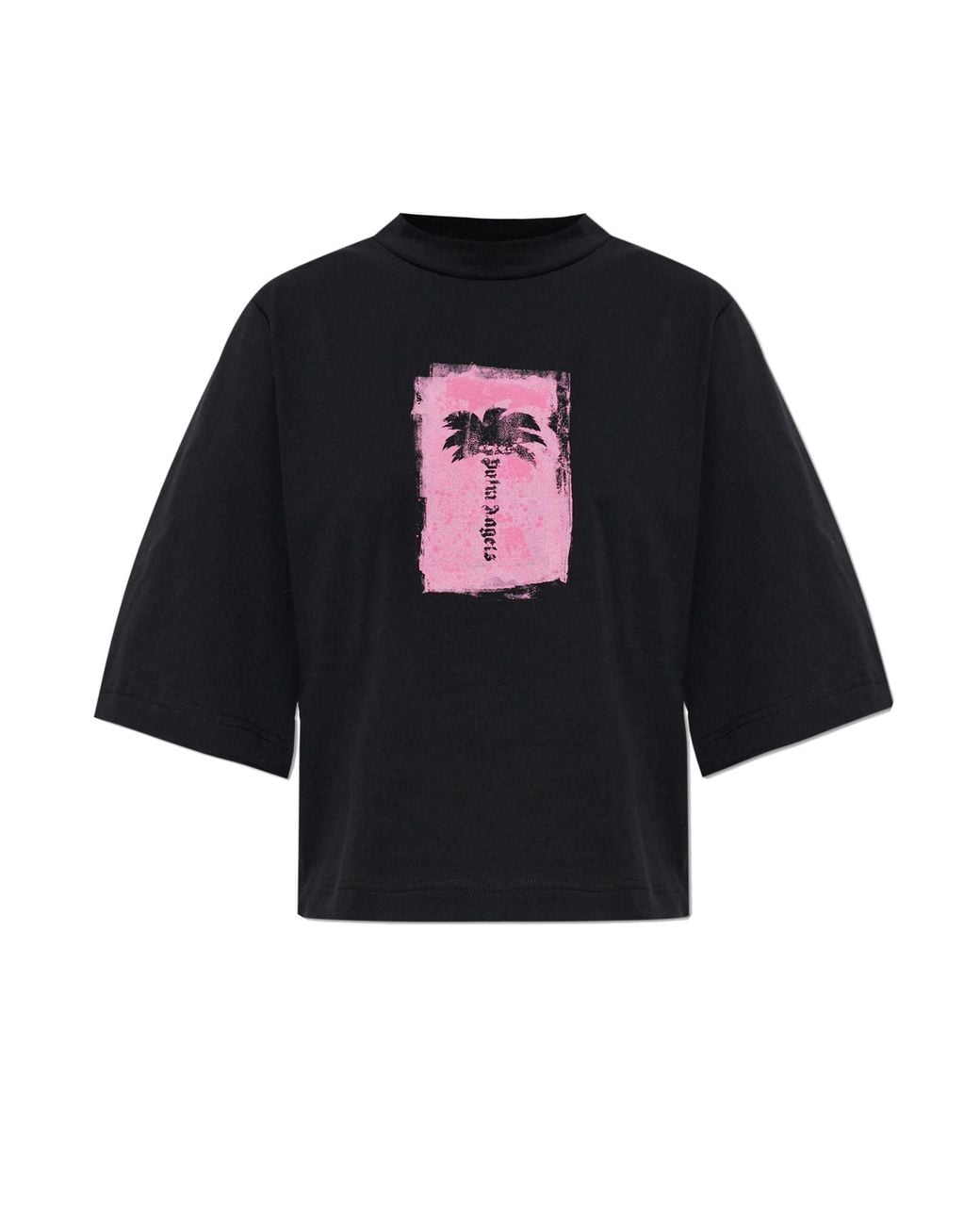 Palm Angels Black Printed Cotton T-Shirt
