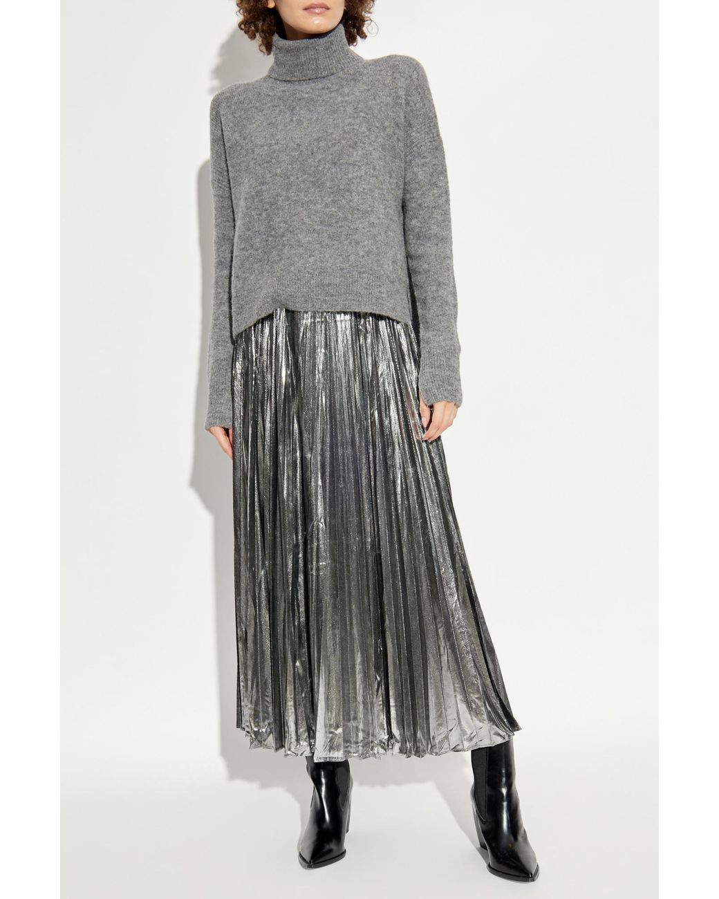 spark pleated maxi dress & sweater set AllSaints Brown Spark Sweater and Maxi Dress Set