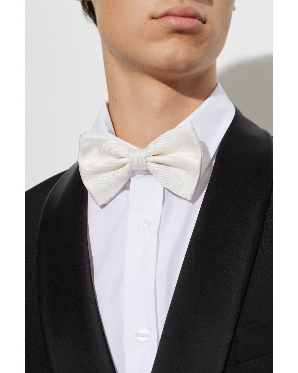 Giorgio Armani White Silk Bow Tie for men