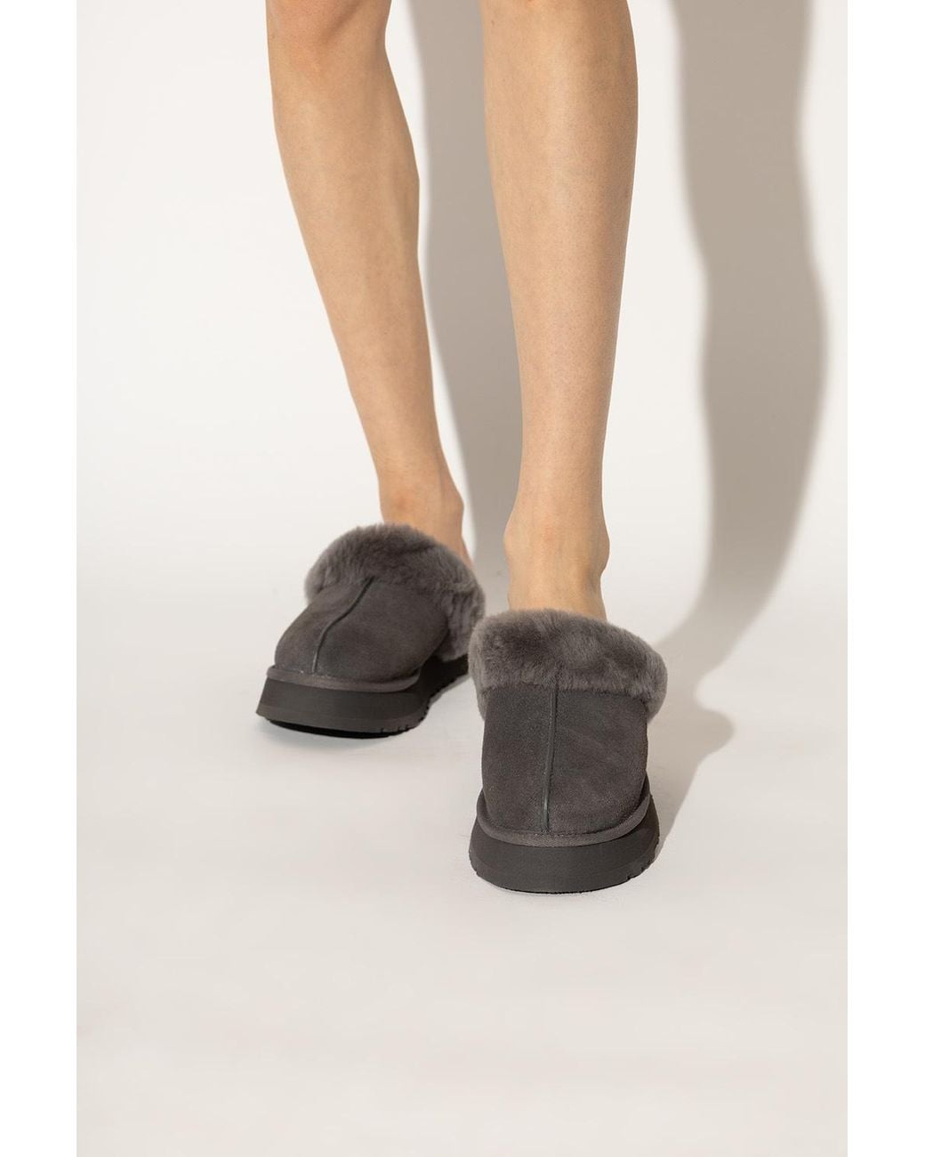 Ugg Black 'Disquette' Suede Mule Slippers