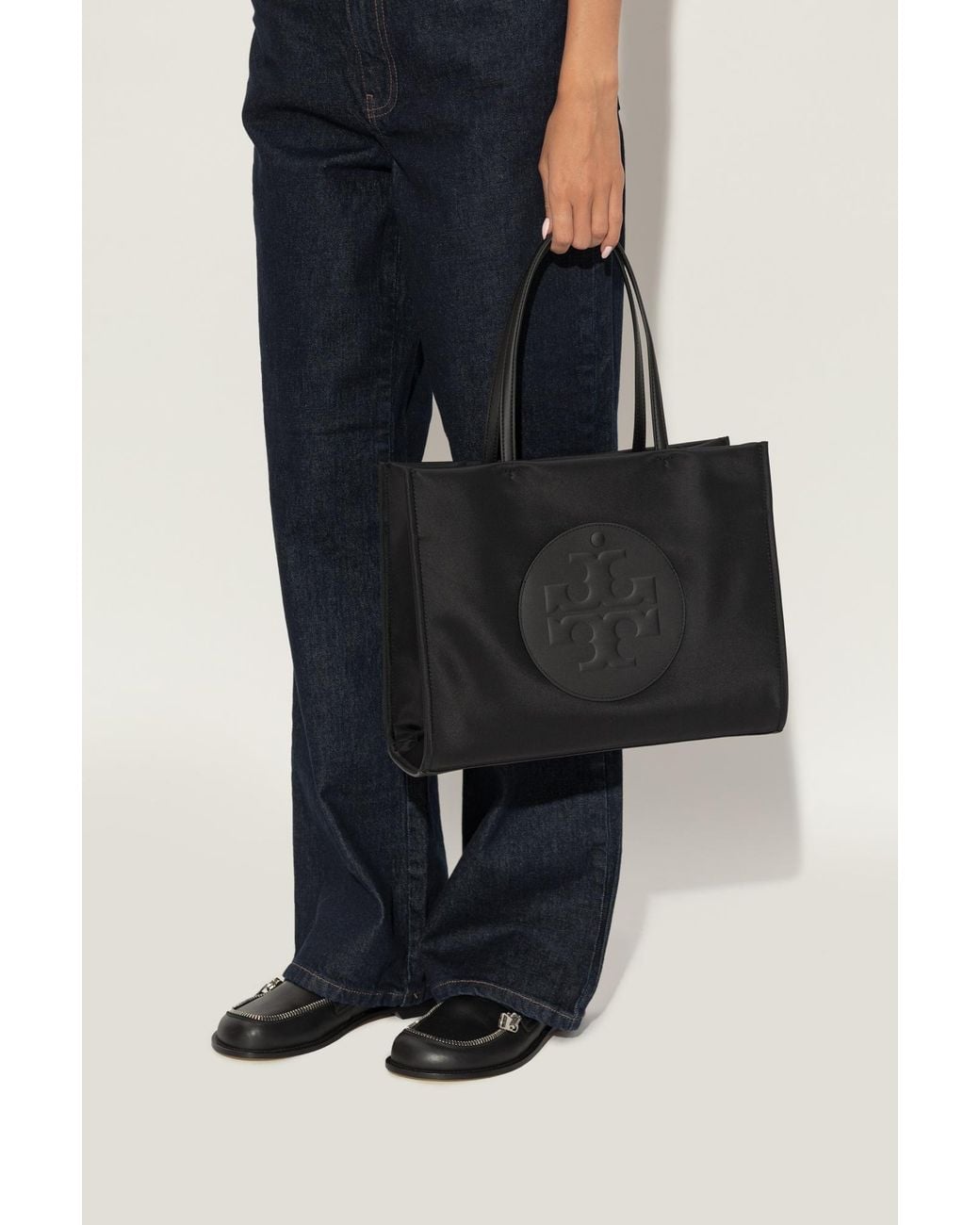 Tory Burch Black "Ella Small" Shopper Bag