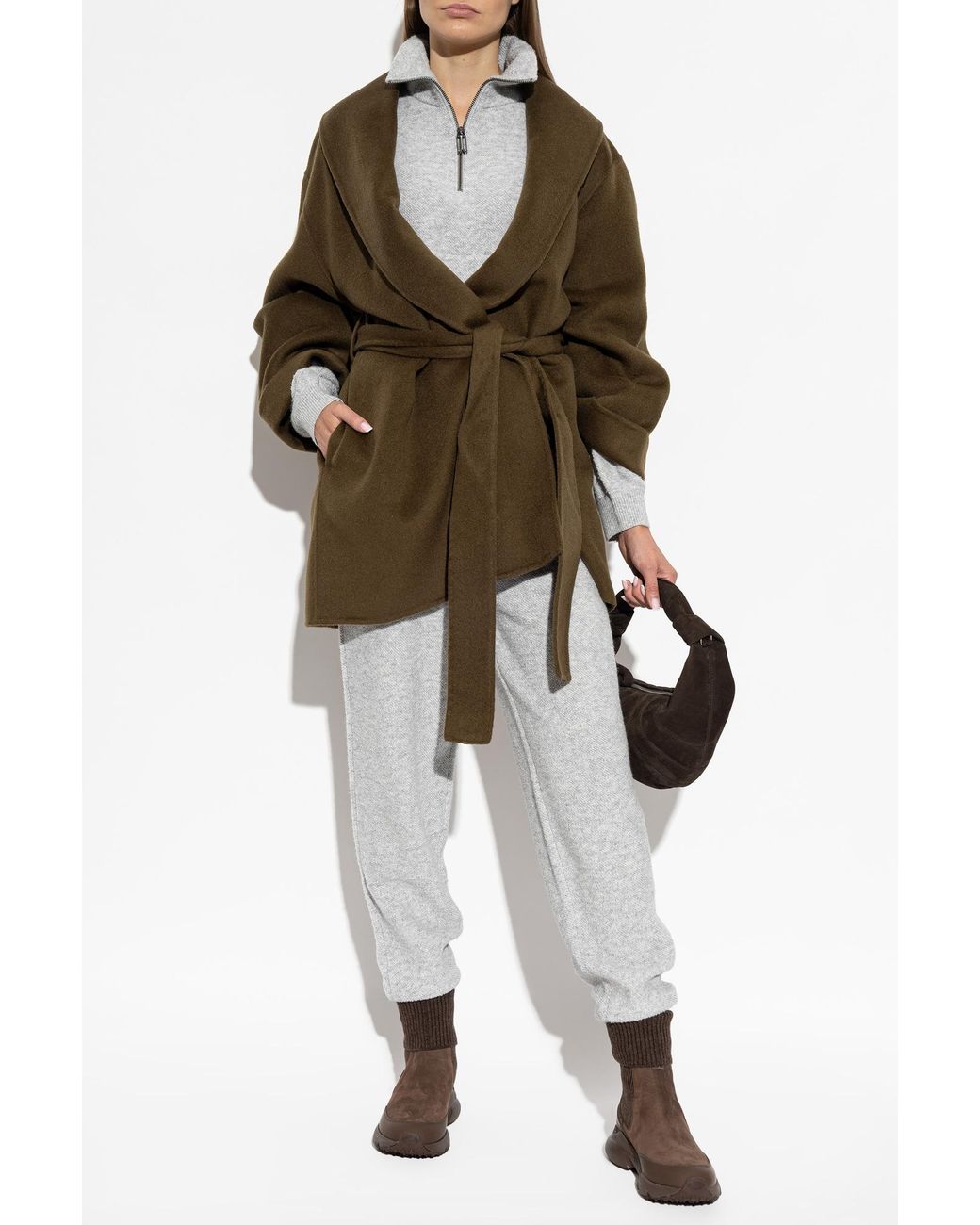 Victoria Beckham Gray Wool Trousers With Cuffs