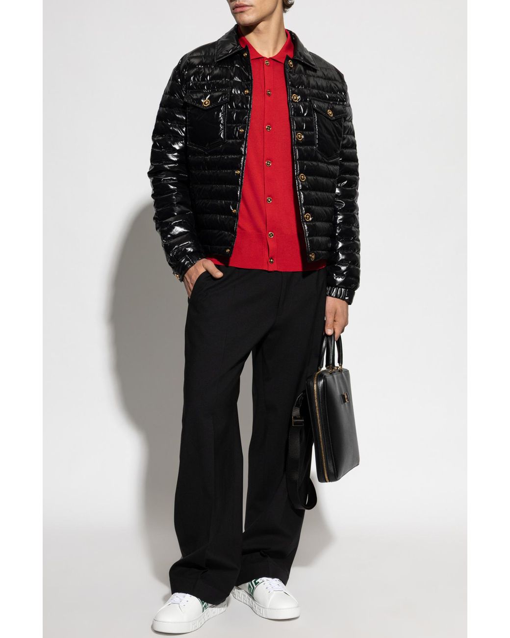 Versace Red Cardigan With Logo for men
