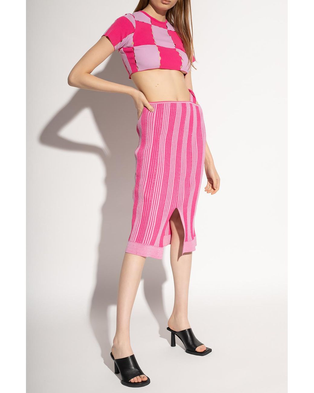 Striped top skirt pink