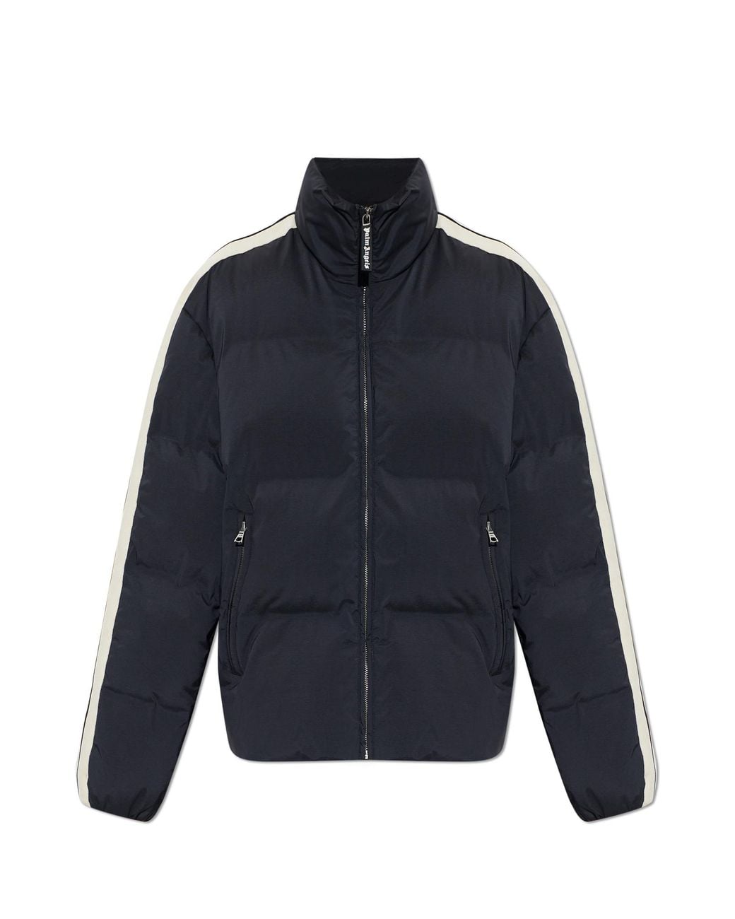 Palm Angels Blue Padded Jacket With A Stand-Up Collar