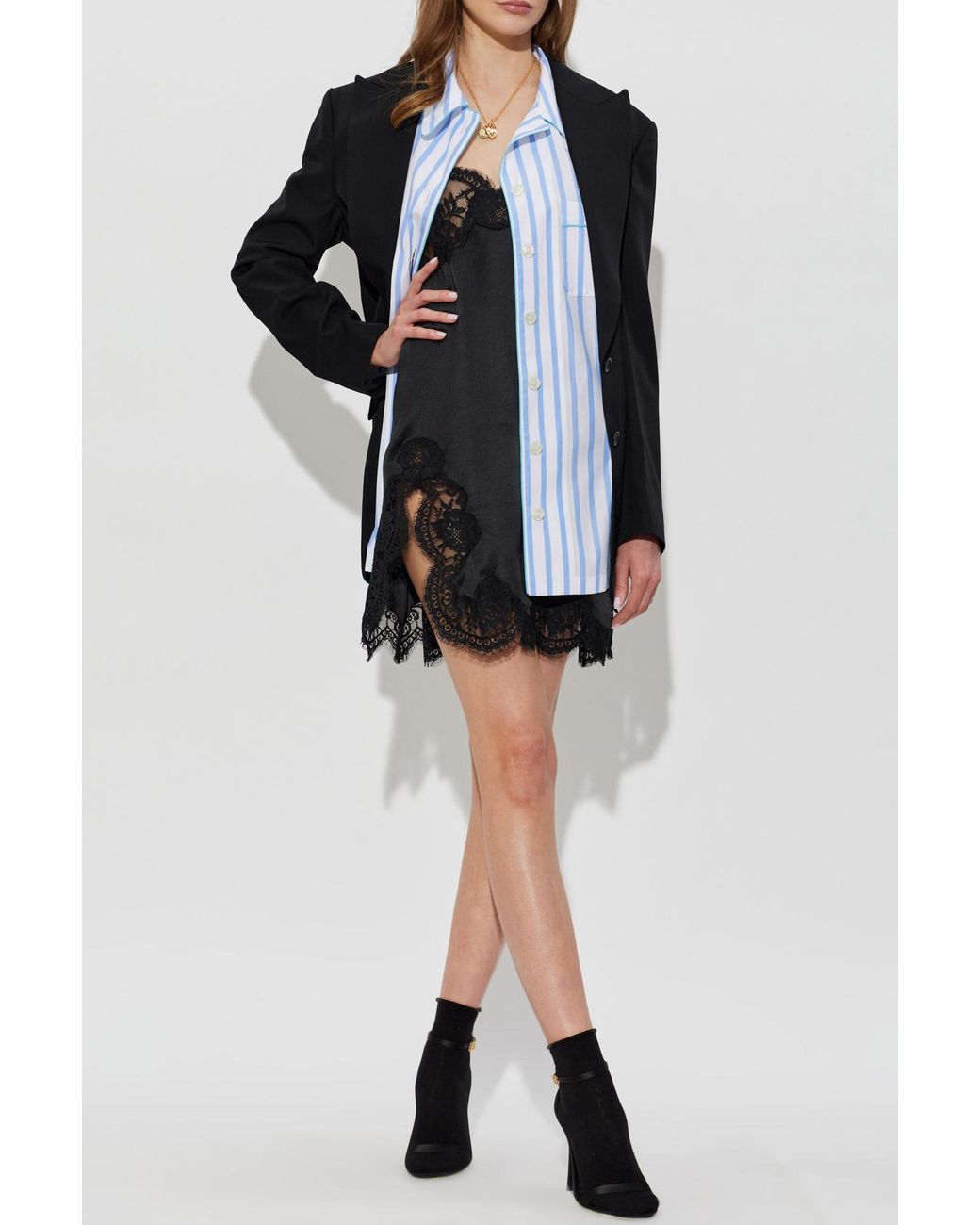 Dolce & Gabbana Blue Striped Pattern Shirt