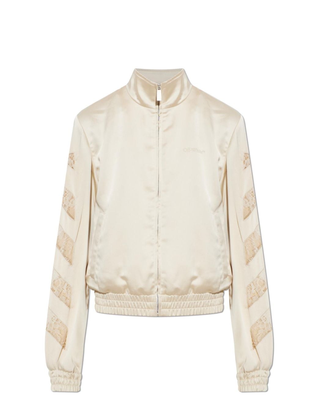 Off-White c/o Virgil Abloh White Satin Jacket With Lace Inserts