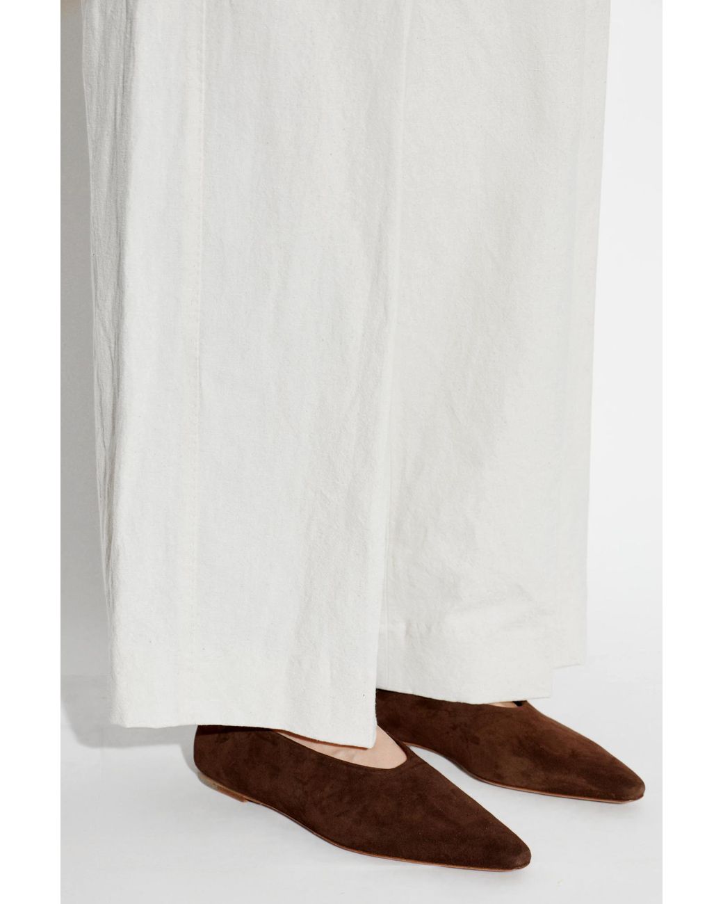 Jil Sander Brown Suede Ballet Flats With Ankle Circle