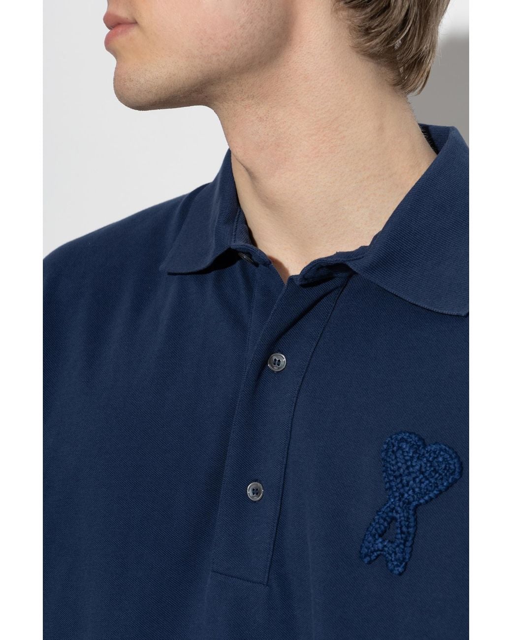 AMI Blue Polo With Patch for men