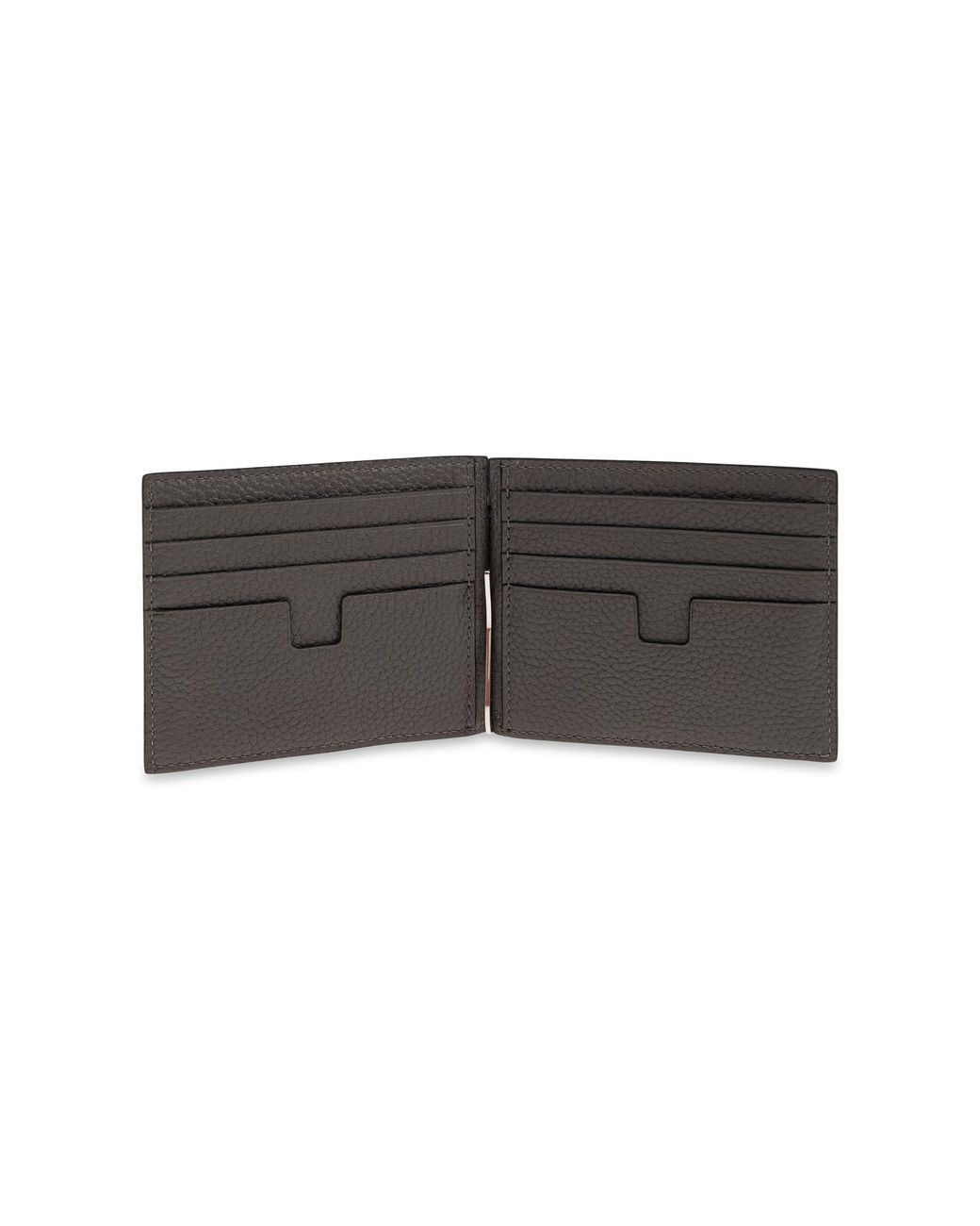 Tom Ford Gray Leather Wallet With Money Clip for men