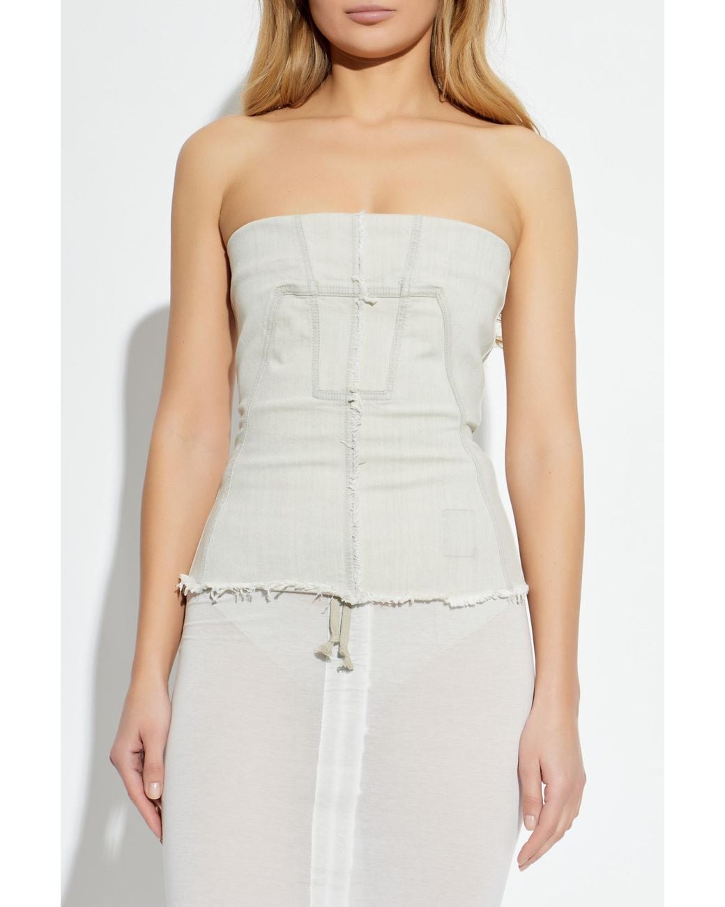 Rick Owens White Denim Top With 'Vintage' Effect