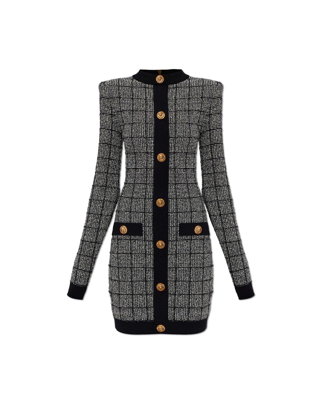 Balmain Black Tweed Dress With Lurex Thread