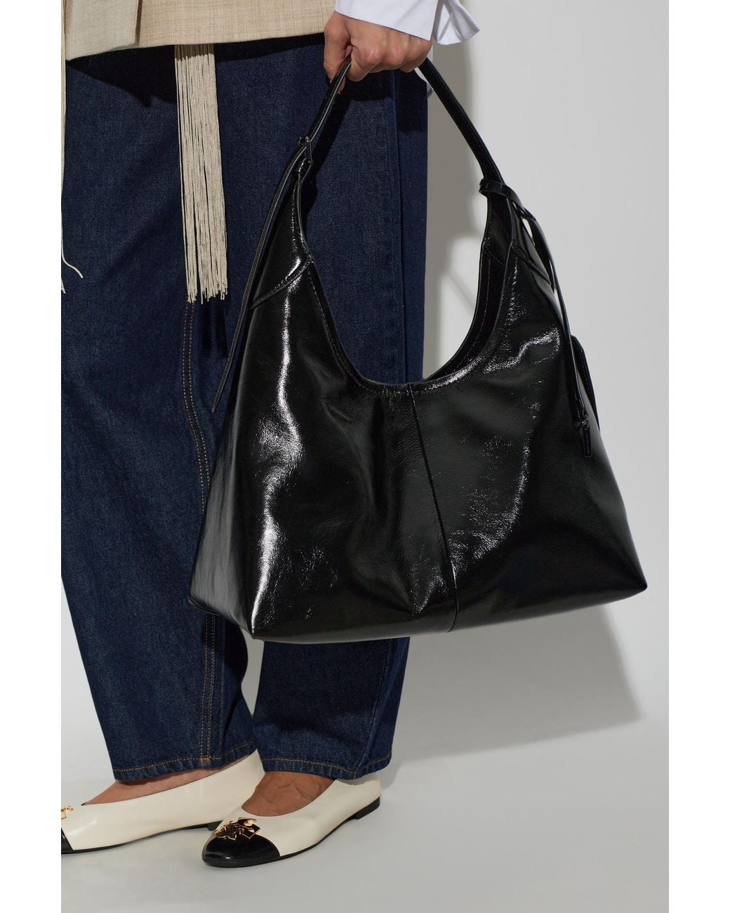 Marc Jacobs Black Leather Shoulder Bag With Logo
