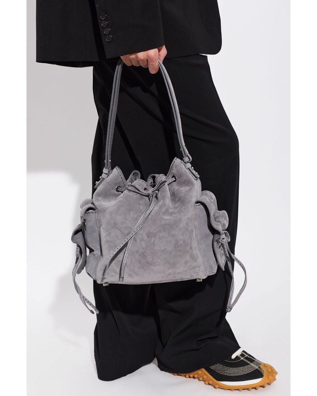 Acne Gray Suede Bag