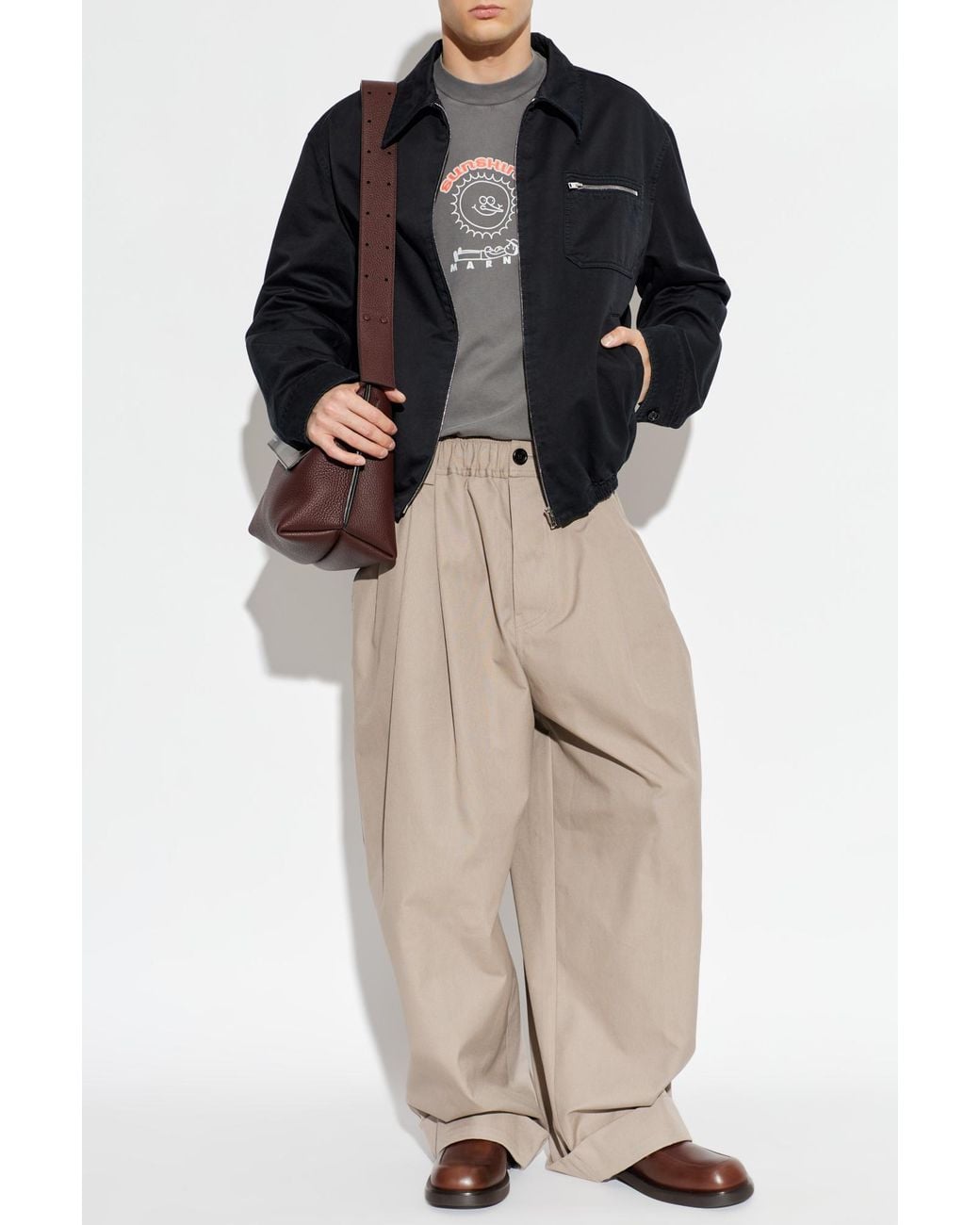 Marni Gray T-Shirt With Logo for men