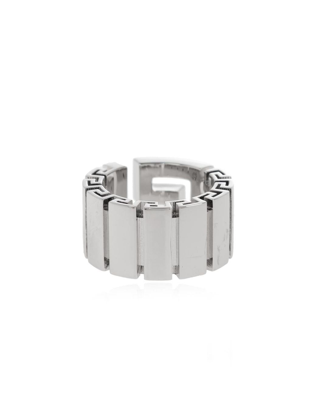 Versace Metallic Ring With Greek Pattern