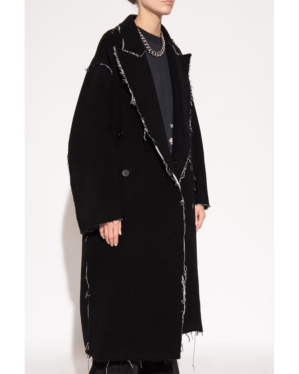 Balenciaga Wool Coat in Black | Lyst