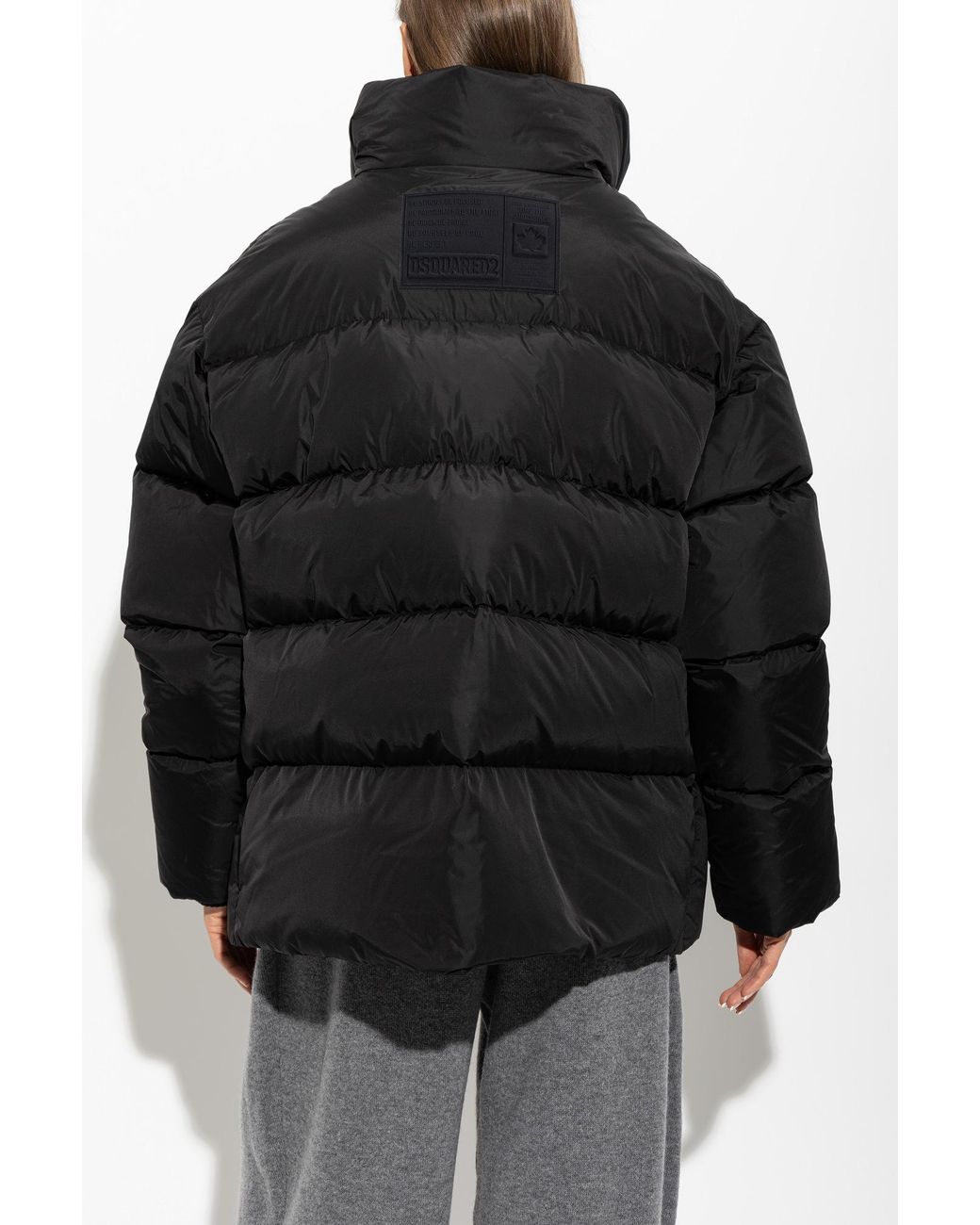 DSquared² Black Quilted Jacket With A Stand-Up Collar