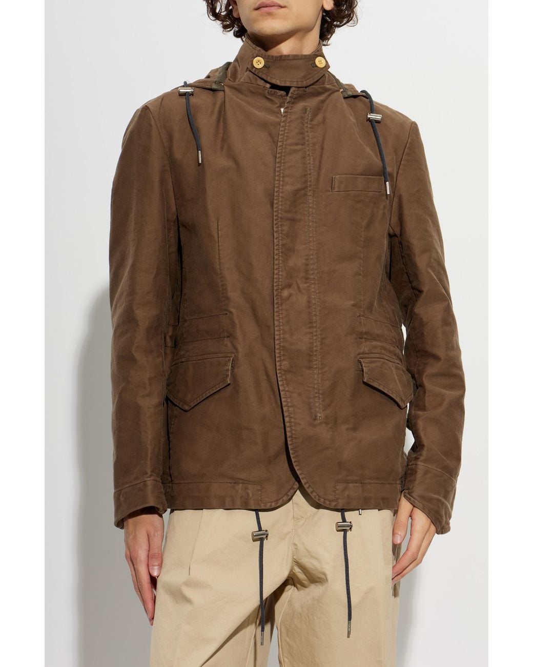 Sacai Brown Jacket With Detachable Hood for men