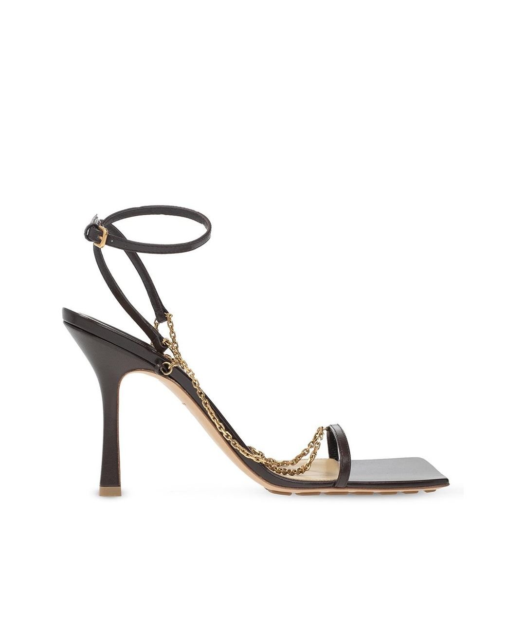 Bottega Veneta Leather 'stretch' Heeled Sandals Brown - Lyst