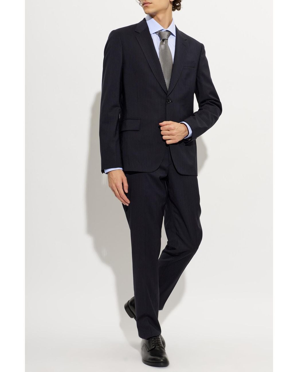 Paul Smith Blue Wool Suit With Pinstripe Pattern for men