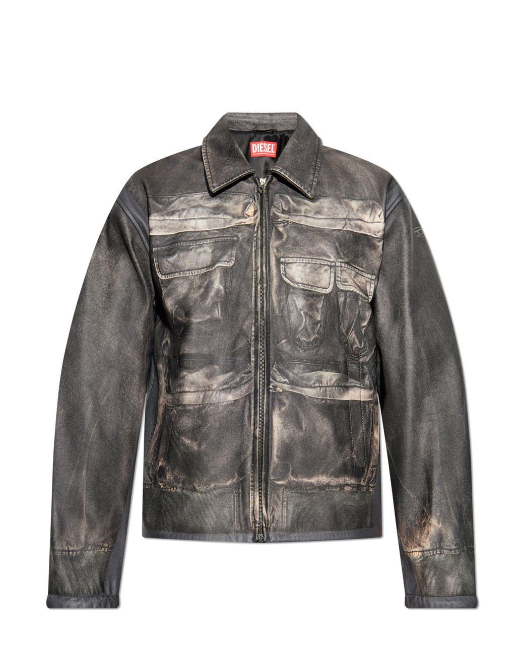 DIESEL Black Leather Jacket 'L-Mayer' for men