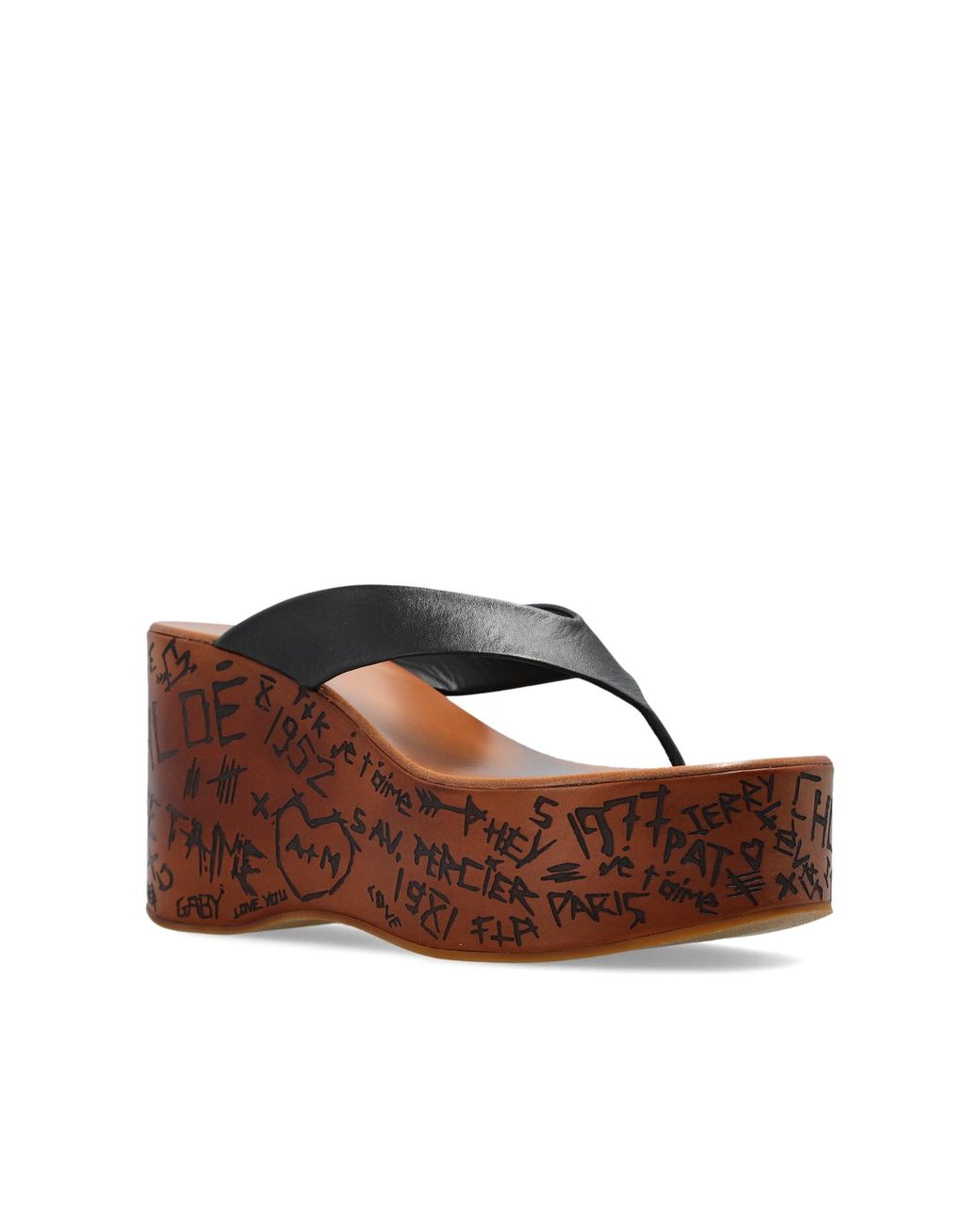 Chloé Brown Wedge Sandals