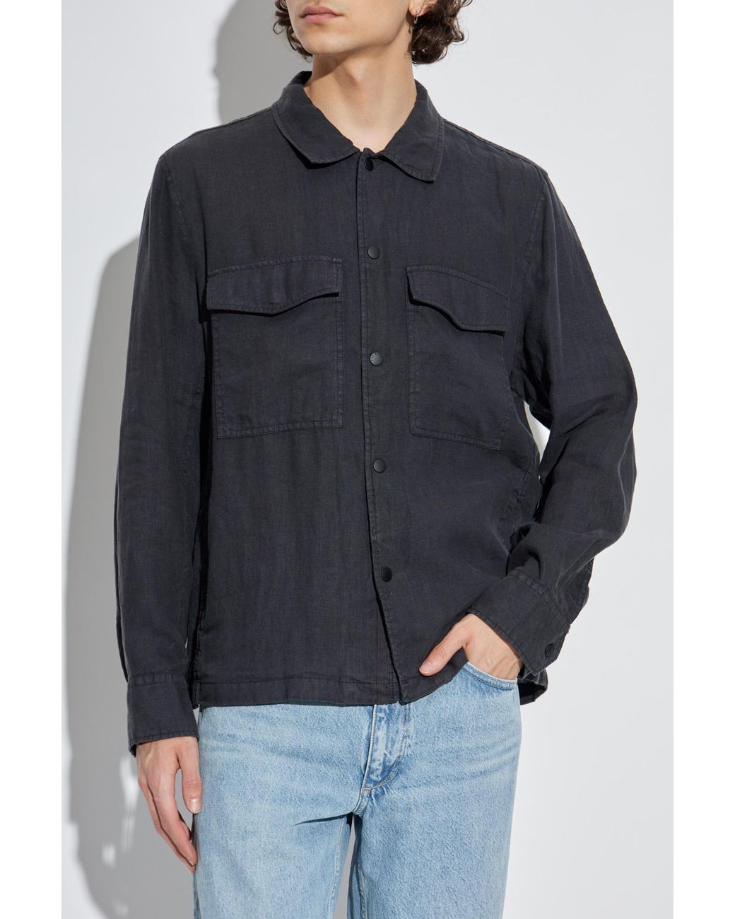 Rag & Bone Blue Linen Jacket With Pockets for men